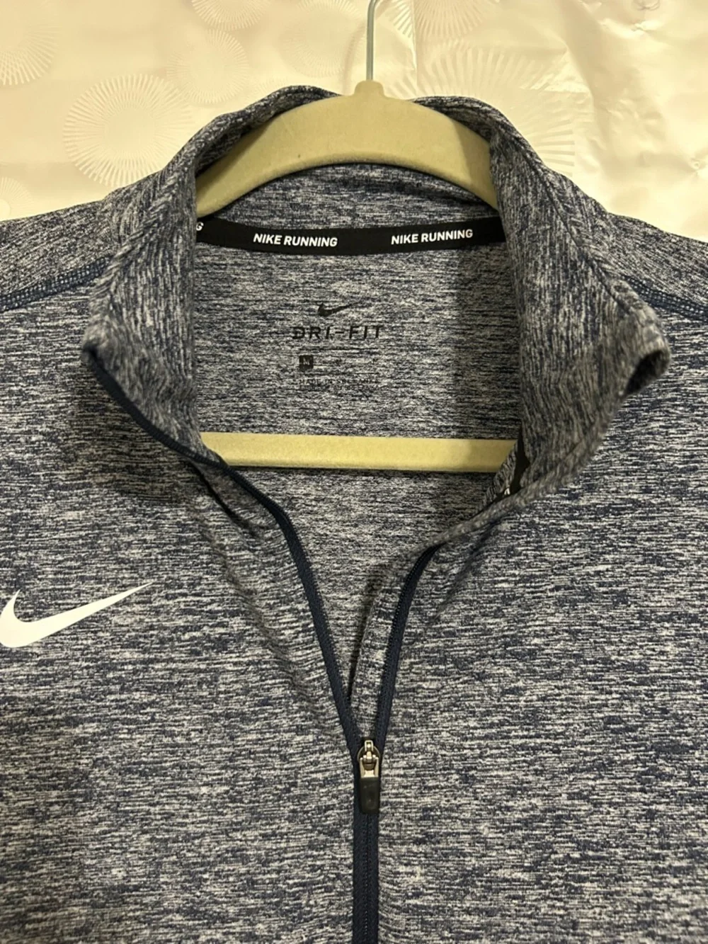 Nike Running Dri-FIT Quarter Zip Pullover Blue Heather Space Dye Womens Medium